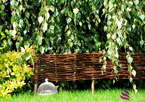 Beeteinfassung System - 10 Elemente (100x20cm) - natürlicher Steckzaun, Rasenkante, Weidenzaun - imprägniert – Bild 5