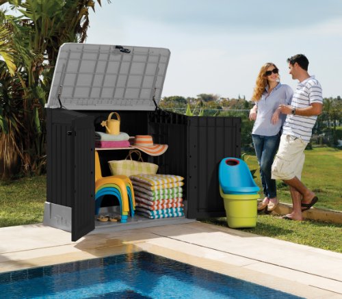 Tepro Keter 17197662 Plastic Storage Box Woodland Grey / Black with Gas Spring – Bild 3