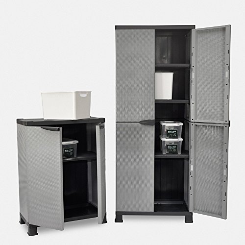 Kunststoffschrank Madera, im Rattan Design mit einem verstellbaren Einlegeboden mit 20kg Tragkraft - mittlere Version – Bild 7