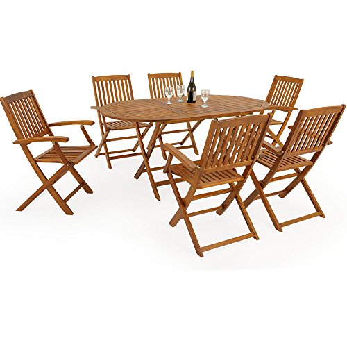 Sitzgruppe BOSTON Tisch + 6 Stühle Akazienholz Gartengarnitur Gartenmöbel Sitzgarnitur Holzgarnitur Essgruppe – Bild 7