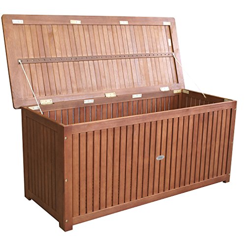 Wohaga® Gartenbox 133x58x55cm inkl. Innenplane Auflagenbox Kissenbox Gartentruhe Holztruhe Hartholz Akazie Auflagentruhe Sitztruhe – Bild 4