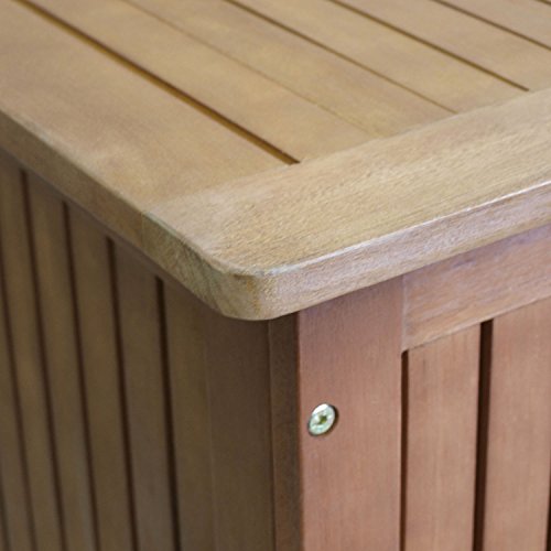 Wohaga® Gartenbox 133x58x55cm inkl. Innenplane Auflagenbox Kissenbox Gartentruhe Holztruhe Hartholz Akazie Auflagentruhe Sitztruhe – Bild 7