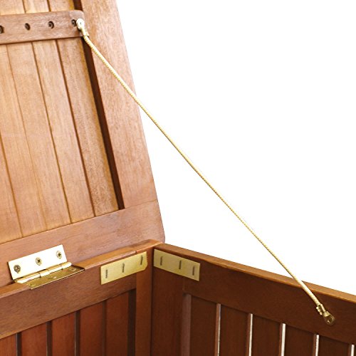 Wohaga® Gartenbox 133x58x55cm inkl. Innenplane Auflagenbox Kissenbox Gartentruhe Holztruhe Hartholz Akazie Auflagentruhe Sitztruhe – Bild 8